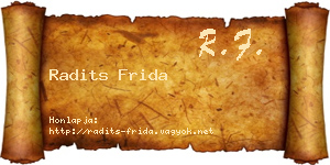 Radits Frida névjegykártya